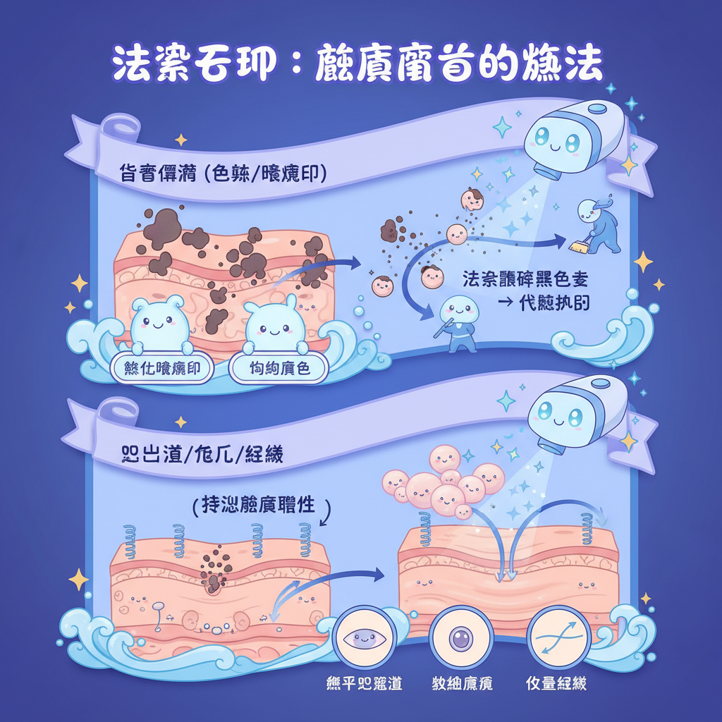 細紋膠原蛋白色斑真皮層美容療程毛孔粗大皮膚護理暗瘡印納秒激光蜂巢皮秒毋須恢復期降低反黑風險去角質增生膠原蛋白均勻膚色醫學級療程淡化暗瘡印個人化治療方案刺激膠原增生術後護理