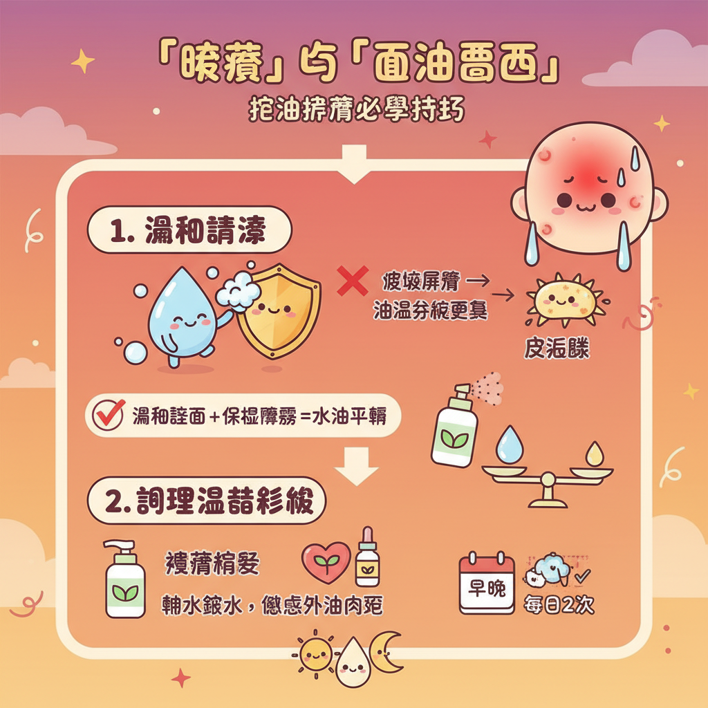 毛孔去角質護膚品面油粉刺毛孔堵塞膠原蛋白保濕皮脂腺油性肌水油平衡油性皮膚護理飲食習慣荷爾蒙失調控油方法溫和清潔油脂分泌旺盛深層清潔暗瘡印油脂分泌